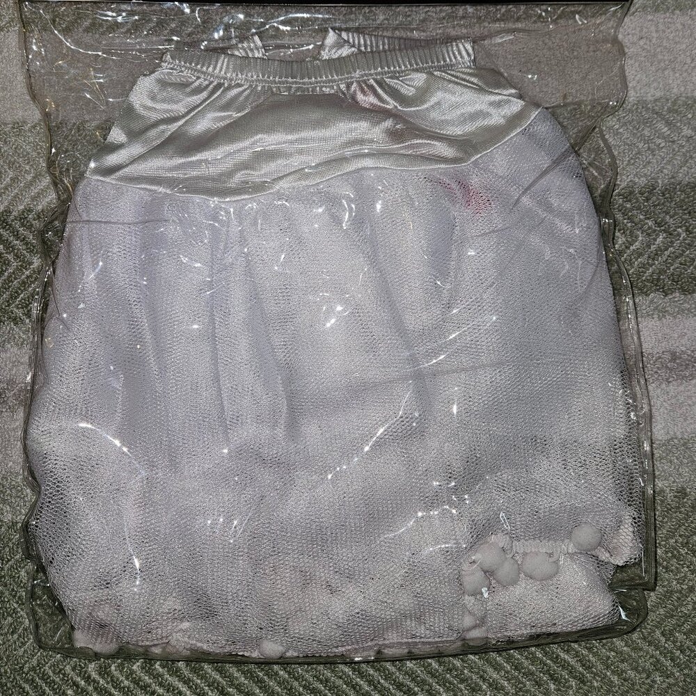 NEW! RARE! White Petticoat w/pom poms dingle balls